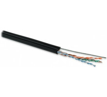 Кабель UUTP4-C5E-S24-SW-OUT-PE-BK-500 витая пара U/UTP кат.5e 4 пары 24 AWG ож (solid) с метал. тросом внешн. PE (-40град.С - +60град.С) черн. (уп.500м) Hyperline 236321