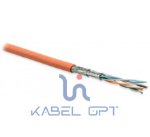 Кабель SFTP4-C6-P26-IN-PVC-OR-500 (SFTP4-C6-P26-IN-FRPVC-OR-500) (SSTP4-C6-PATCH-INDOOR-500) витая пара S/FTP кат. 6; 4 пары (26 AWG) мж (patch) экран - фольга + медная оплетка PVC ( –30град.C – +70град.C) оранж. (500 м) Hyperline 236296