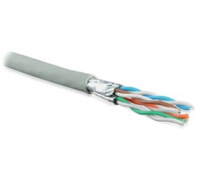 Кабель витая пара U/FTP кат. 6a (10GBE) 4 пары (23AWG) одножильный (solid) каждая в экране без общего экрана для использования неэкранированных системах LSZH серый Hyperline 361951