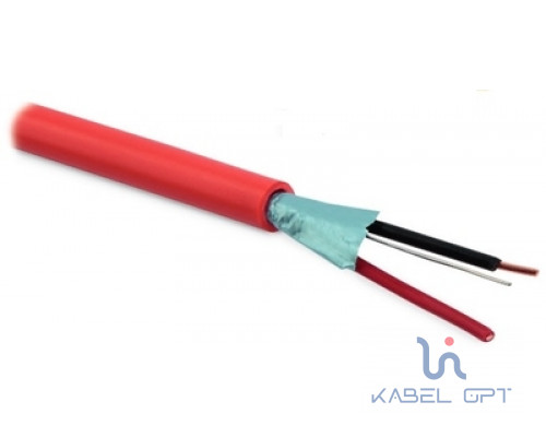 Фотография Монтажный кабель с электростатической экранировкой для пожарной сигнализации, 1x2x0.8, F/UTP, однопроволочные жилы (solid), внутренней прокладки (-5 °C - +50 °C), PVC, красный Hyperline, артикул