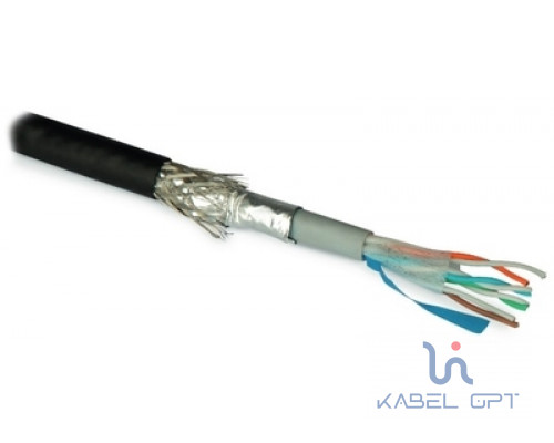 Фотография Кабель ISF4-C5e-P-IO-PVC/PVC-500 для сетей Industrial Ethernet кат.5e 4х2х24 AWG (19х0.127мм) многопров. жилы (patch) SF/UTP внутр. и внеш. прокл. двойн. обол. PVC (UV) черн.(уп.500м) Hyperline 254838, артикул